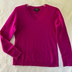 Charter Club Cashmere V-Neck Long-Sleeve Sweater - Magenta - Size Small